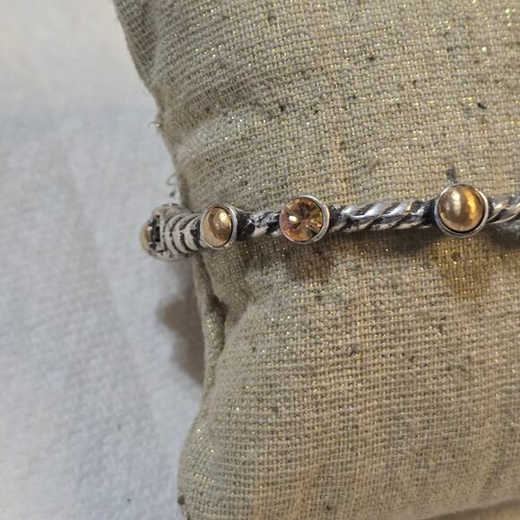 Brighton Monte Carlo Mixed Metals Golden Crystal Hinged Bracelet - Picture 5 of 9